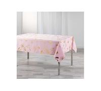 Nappe rectangle 150 x 240 cm polyester imprime metallise bloomy Rose/or
