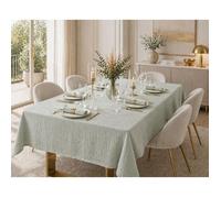 Nappe rectangle 150 x 350 cm + 6 serviettes de table - Double gaze de coton GAÏA Vert d’eau