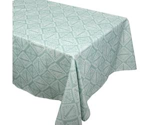 Nappe rectangle 150x200 cm imprimée 100% polyester BOHO géométrique vert sauge