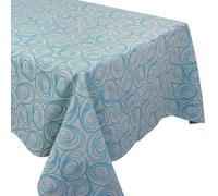 Nappe rectangle 150x350 cm Jacquard 100% coton SPIRALE bleu turquoise