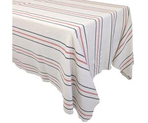 Nappe rectangle 160x250 cm HOSHI en coton fil teint à rayures rose Pêche