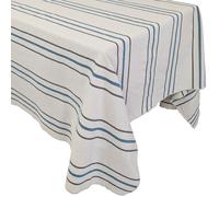 Nappe rectangle 160x300 cm HOSHI en coton fil teint à rayures bleu Lagon