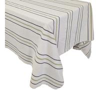 Nappe rectangle 160x300 cm HOSHI en coton fil teint à rayures vert Mousse