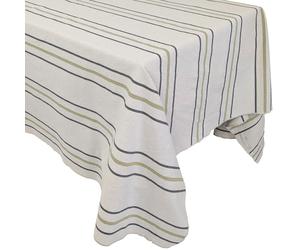 Nappe rectangle 160x300 cm HOSHI en coton fil teint à rayures vert Mousse