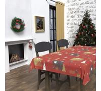 Nappe Rectangle Anti-Tâches 140x300 Cm Sapin Rouge, Par Soleil D'ocre