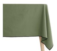 Nappe rectangulaire 100% coton lavé 160x300 cm HONO vert mousse finition point bourdon