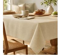 Nappe rectangulaire 130x170 cm - Fofetbfo - Étanche - Anti-tâches - Modern vintage - Double face - Lavable en machine - Lin beige