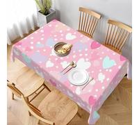 Nappe Rectangulaire 140x220 cm Motif Amour 3D Nappe de Table Rose Tissu Polyester Anti-Taches pour Intérieur Extérieur Jardin Cuisine et Fête 7397v