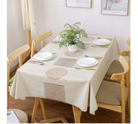 Nappe Rectangulaire 140x220 Nappe Beige en PVC Anti-Tache, Nappe Fête Noêl Imperméable Facile à Nettoyer, Linge de Table YYV