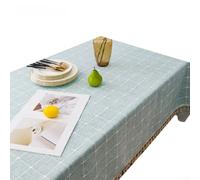 Nappe rectangulaire à motif quadrillé en tissu résistant à l'eau avec bordure à franges pour salle à manger 140 x 220 cm (vert)