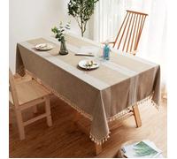 Nappe Rectangulaire Coton Lin Vintage Decoration Beige Table Cloth Tablecloth Rectangle 140x180 cm pour Table de Cuisine