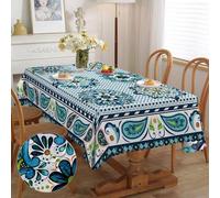 Nappe rectangulaire d'extérieur, style bohème, imperméable, facile d'entretien, pour le jardin, la cuisine ou la table à manger, 140 x 180 cm
