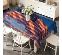 Nappe Rectangulaire Drapeau Américain en Lavable Anti-Tache, 160x200cm | Motif Ciel au Coucher du Soleil, Nappe Polyester pour Cuisine, Salle à Manger, Terrasse, Jardin, Repas Quotidiens et Fêtes
