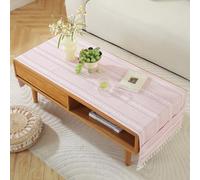 Nappe rectangulaire en lin de coton pour salon - Simple tapis pour meuble TV, nappe de table basse avec poches, couverture à franges avec pompons pour table de thé, salle à manger, réfrigérateur (Rose