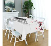 Nappe rectangulaire en polyester avec peinture à l'encre japonaise traditionnelle - Pour cuisine, salle à manger, fête, extérieur, café, bar - Sans plis - 183 x 137 cm