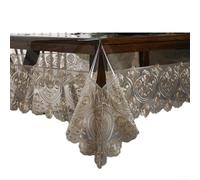 Nappe rectangulaire en PVC transparent avec bordure en dentelle - Housse en plastique imperméable et facile à nettoyer pour salle à manger, cuisine, fête - 120 x 170 cm (café A)