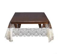 Nappe rectangulaire en PVC transparent avec bordure en dentelle - Housse en plastique imperméable facile à nettoyer pour salle à manger, cuisine, fête - 120 x 170 cm (beige A)