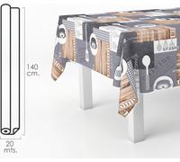 Nappe rectangulaire en toile cirée de Cuisin. PVC imperméable et anti-salissures 140 cm. x 20 mètres. Rouleau découpable. Intérieur et extérieur