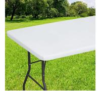 Nappe rectangulaire en vinyle à envers flanelle, élastique et ajustée, pour tables pliantes de 1,80 m/2,40 m, imperméable et