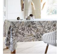 Nappe rectangulaire enduite florale Gris clair 160x200 cm