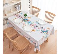 Nappe Rectangulaire Facile à Nettoyer, PUDSIRN Nappe De Table Lavable En PVC Motif De Fleur De Papillon Blanc, Nappe De Table De Fête En Plastique Imperméable Et Résistant À La Poussière (140*240cm)