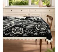 Nappe rectangulaire gothique Halloween rat souris 152,4 x 254,4 cm, motif squelette effrayant, décoration de fête pour cuisine, banquet, pique-nique, camping