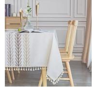 Nappe Rectangulaire Impermeable Anti Tache Table Cloth Coton Lin Tablecloth Rectangle 140x220 Tassel Nappe Elegante