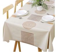 Nappe rectangulaire imperméable en PVC lavable pour table de cuisine, pique-nique (138 x 200 cm, motif géométrique)