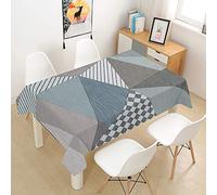 Nappe Rectangulaire Imperméable, Morbuy Mosaïque Style Nordique Nappe de Table Lavable et Facile d?Entretien Ménage Table Nappe pour Cuisine Picnic Jardin Décoration (Rayures Bleu Clair,140x160cm)