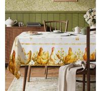 Nappe rectangulaire motif poule rustique en tissu lavable et réutilisable pour cuisine, banquet, pique-nique, camping, 152,4 x 259,1 cm