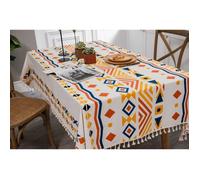 Nappe Rectangulaire - NAYOROOM - Bohémien Beige Jaune - Imperméable Anti-Tache Lavable - 140x180cm