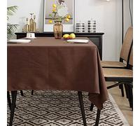 Nappe rectangulaire résistante à l'eau en coton et lin résistant à la chaleur pour décoration d'intérieur, fêtes de famille, cuisine et utilisation en extérieur, 140 x 220 cm, marron
