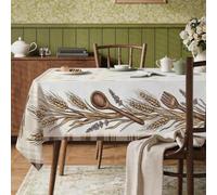 Nappe rectangulaire rustique avec cuillère, fourchette, récolte, marron, résistante aux taches - Lavable - Décoration pour salle à manger, cuisine, fête, camping - 89 x 140 cm