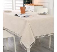 Nappe rectangulaire - Tassel - Coton et Lin - Beige - 140 x 220 cm - Anti Tache