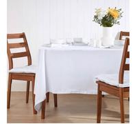 Nappe rectangulaire unie en 100% coton - HOMESCAPES - Blanc - 138 x 228 cm - Lavable en machine et hypoallergénique