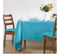 Nappe rectangulaire unie en 100% coton - HOMESCAPES - Bleu - 138 x 228 cm - Lavable en machine et hypoallergénique