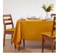 HOMESCAPES Nappe rectangulaire en Tissu, Nappe de Table en 100% Coton uni Jaune Moutarde, Linge de Table Lavable et hypoallergénique - 137 x 228 cm