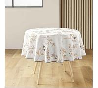 douceur d'intérieur, Nappe Ronde (Ø 180 cm) Manola Naturel, Polyester Imprimé
