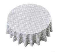 Nappe ronde 120 cm imperméable et résistante à l'huile - Nappe à carreaux lavable pour jardin, fête, mariage - Nettoyage rapide - Effet lotus (B-120 cm)