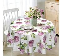 Nappe ronde, 160 cm, lavable, en polyester, motif floral hortensia, pour extérieur, jardin, cuisine, salle à manger, balcon, pour 6 à 8 personnes, imperméable et durable