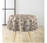 Nappe ronde Ø160 cm PVC imprimé Feuillys Lin - Imperméable, finition biais