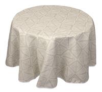 Nappe ronde 180 cm imprimée 100% polyester BOHO géométrique beige ficelle
