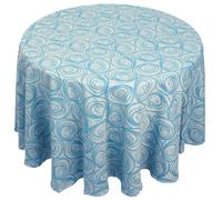 Nappe ronde 180 cm Jacquard 100% coton SPIRALE bleu turquoise