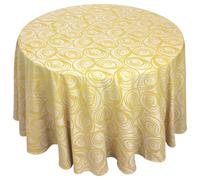 Nappe ronde 180 cm Jacquard 100% coton SPIRALE jaune citron