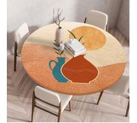 Nappe ronde 80cm imperméable élastique, motif vase, intérieur/extérieur