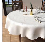 Soleil d'Ocre Nappe ronde Luxury anti-tâches diamètre 180 cm polyester blanc