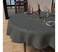 Soleil d'ocre, Luxury Nappe Ronde Anti-tâches Diamètre 180 cm, Polyester, Gris