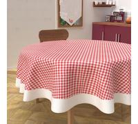 Nappe Ronde Anti-Tâches En Coton Diamètre 160 Cm Vichy Rouge, Par Soleil D'ocre