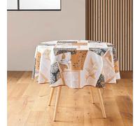 Nappe Ronde Antitache Imprimé Faya 180cm Naturel