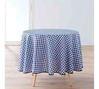 Nappe Ronde Antitache Imprimé Vichy 180cm Bleu